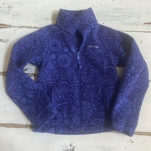 Girls XS (6/6X) Columbia purple patterned fleece zip up